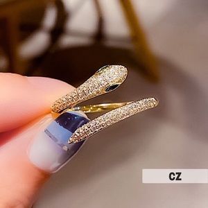 ⚜️[𝟯𝟬%𝗢𝗙𝗙|𝗯𝘂𝗻𝗱𝗹𝗲𝘀 𝟯+]⚜️CZ Gold Snake Delicate Adjustable Ring NEW